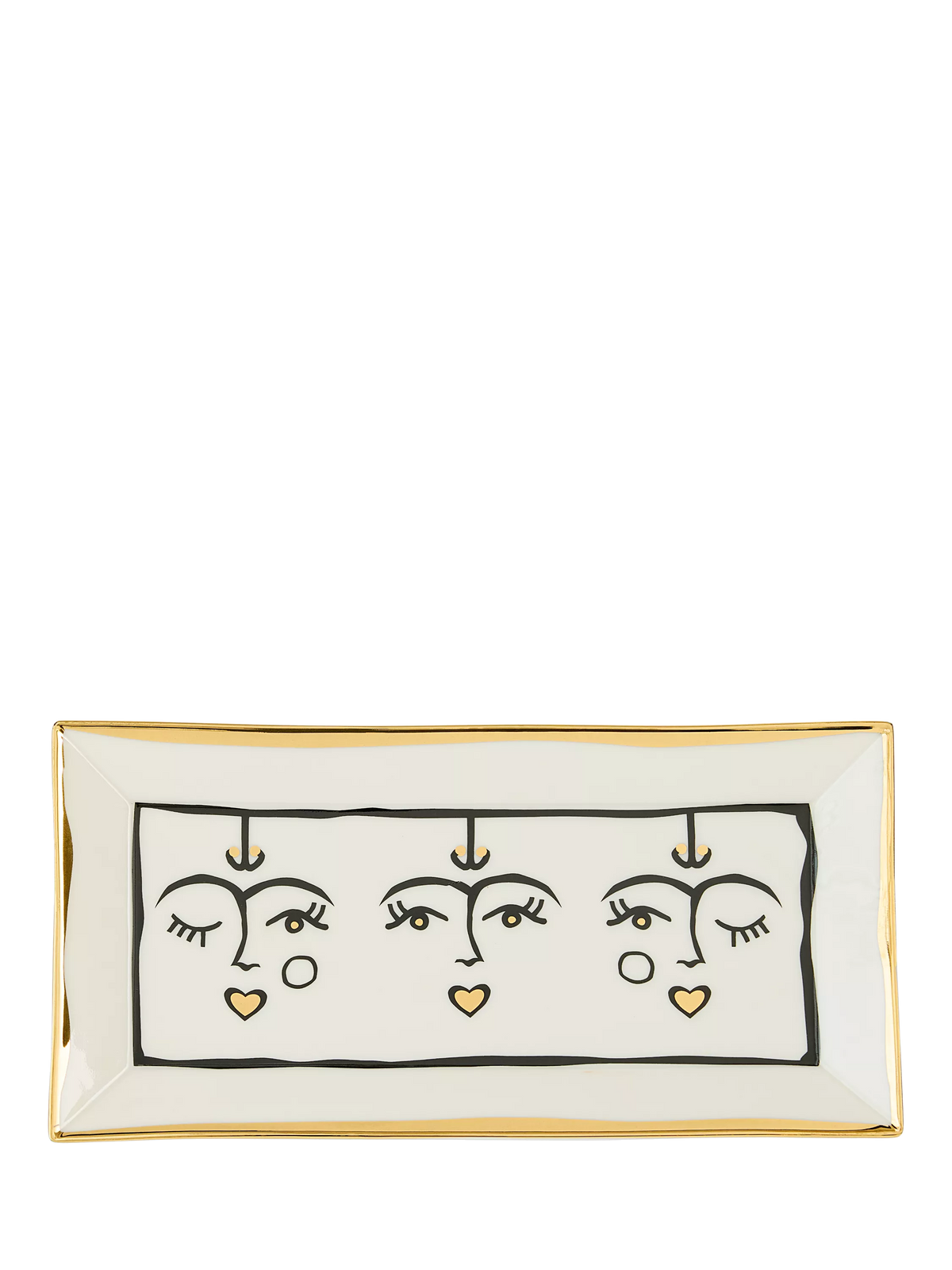 Jonathan Adler Marseilles porcelain long tray 20cm black gold, UK version