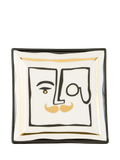 Jonathan Adler Marseilles Porcelain Square Tray, 11cm, Black/Gold
