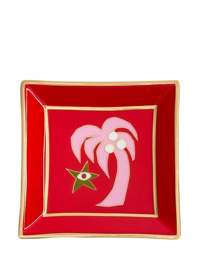 John Lewis Jonathan Adler Playa Palm Tree Square Porcelain Tray Red- Buy online at McGrocer