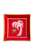 Jonathan Adler Playa palm tree square porcelain tray red, UK version