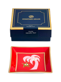 Jonathan Adler Playa palm tree square porcelain tray red, UK version