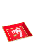 Jonathan Adler Playa palm tree square porcelain tray red, UK version
