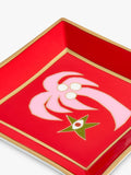 Jonathan Adler Playa palm tree square porcelain tray red, UK version