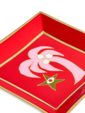 Jonathan Adler Playa palm tree square porcelain tray red, UK version