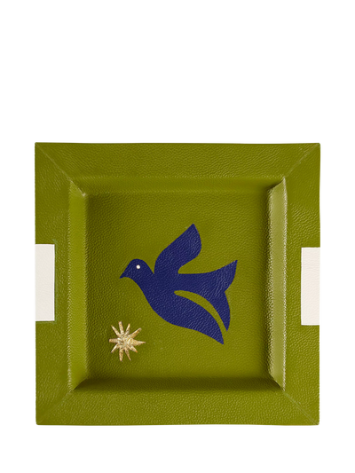 John Lewis Jonathan Adler Playa Bird Square Pebble Leather Tray, Green- Buy online at McGrocer