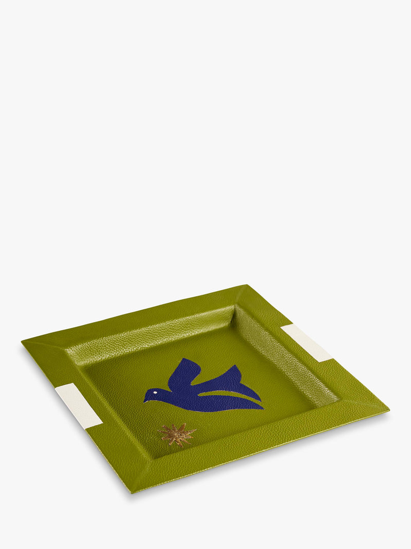 Jonathan Adler Playa Bird square pebble leather tray (British brand)