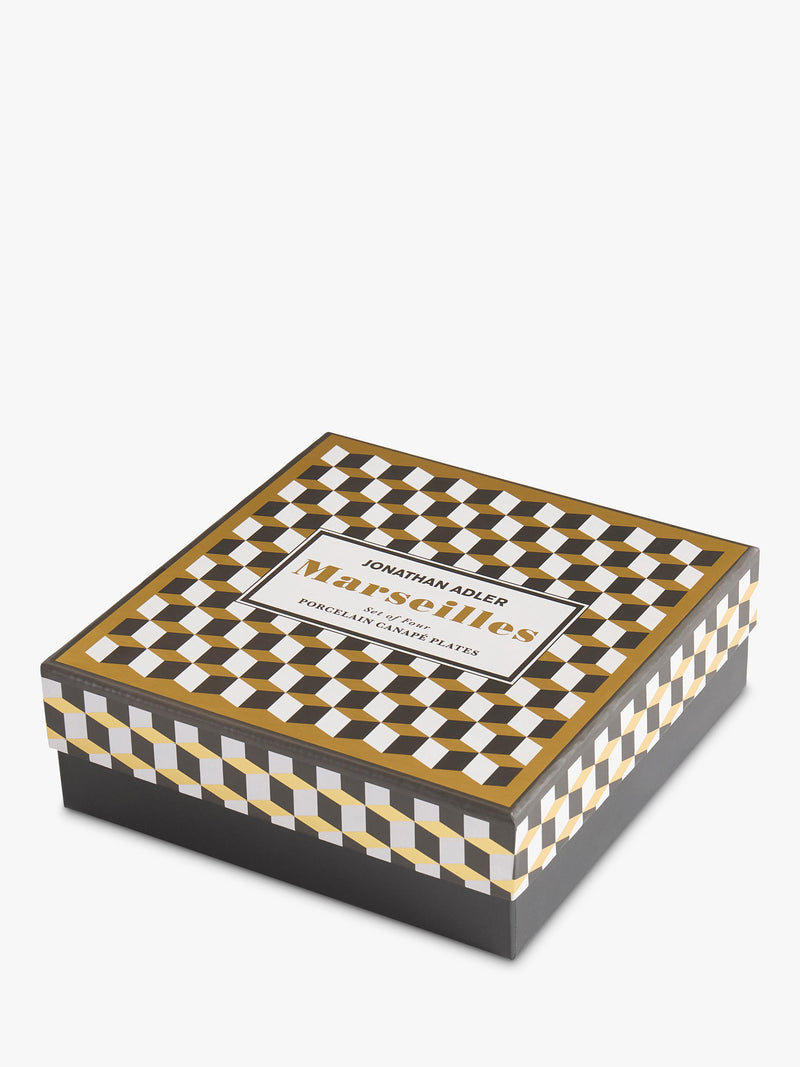 Jonathan Adler Marseilles porcelain plates set of 4 16cm, imported from the UK