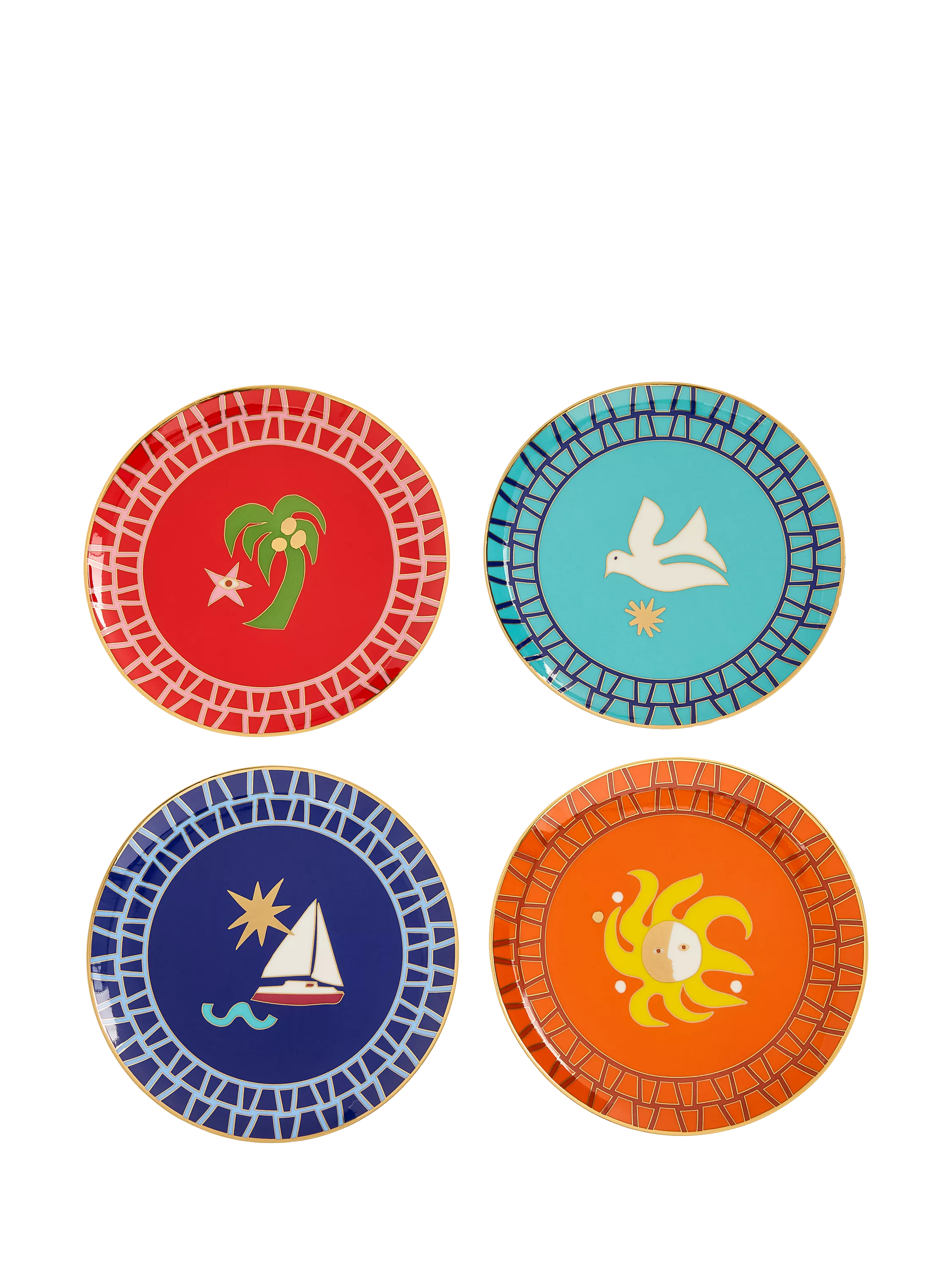 Jonathan Adler Playa small porcelain side plates set of 4, UK version
