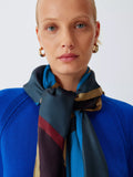 John Lewis pure silk scarf navy multi abstract pattern - British product