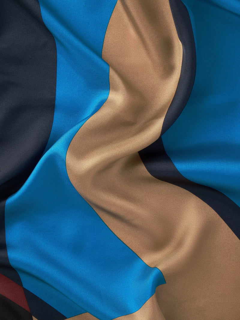 John Lewis pure silk scarf navy multi abstract pattern - British product