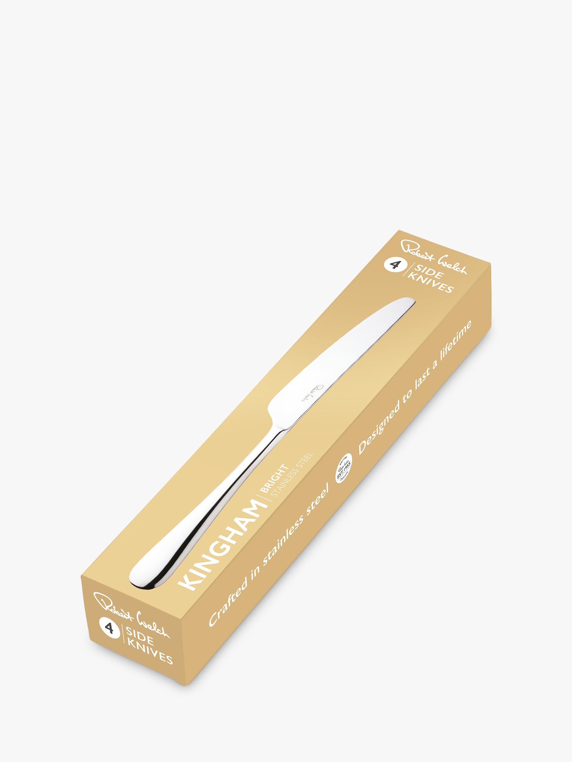 Robert Welch Kingham Bright stainless steel side knives set of 4, imported from the UK
