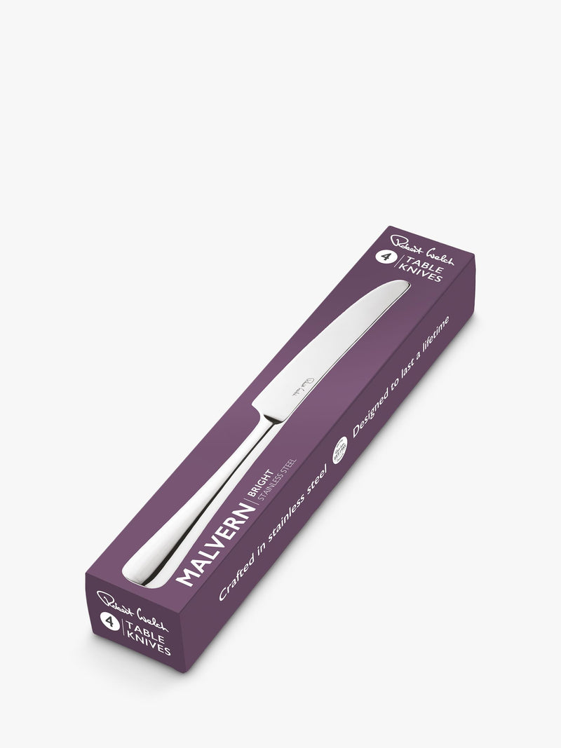 Robert Welch Malvern Bright stainless steel table knives set of 4 - British product