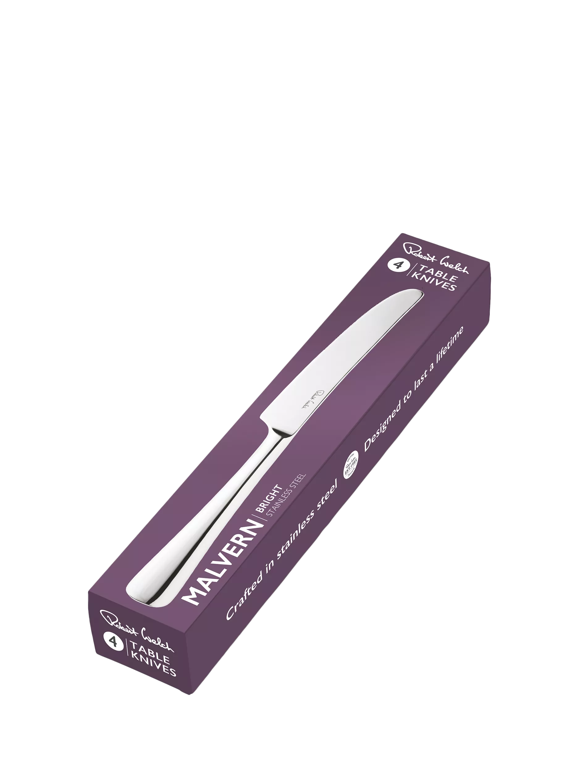 Robert Welch Malvern Bright stainless steel table knives set of 4 - British product