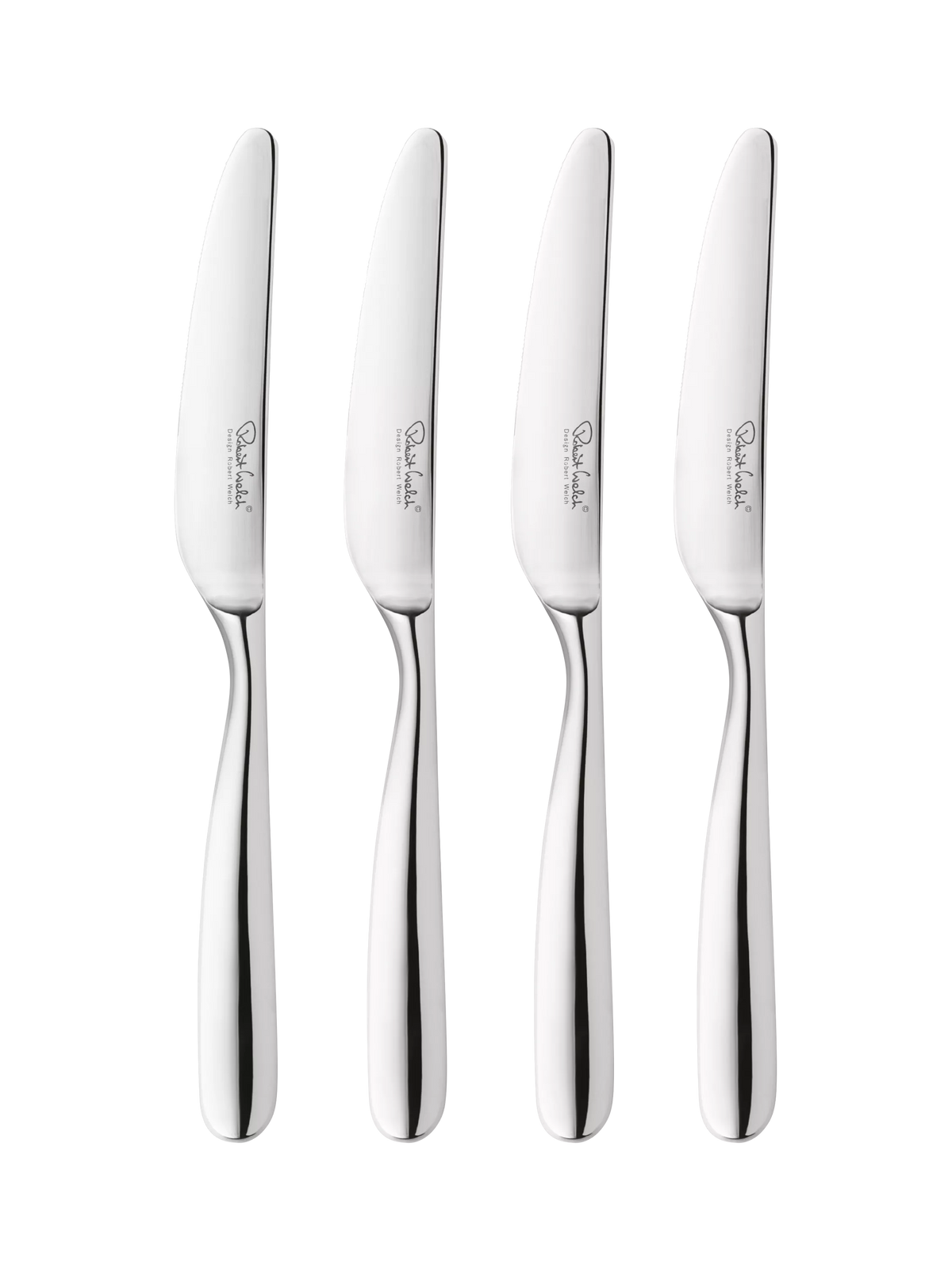 Robert Welch Stanton Bright stainless steel table knives set of 4, imported from the UK