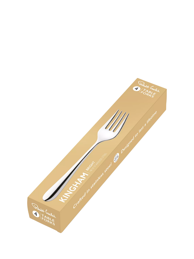 Robert Welch Kingham Bright stainless steel table forks set of 4, UK version