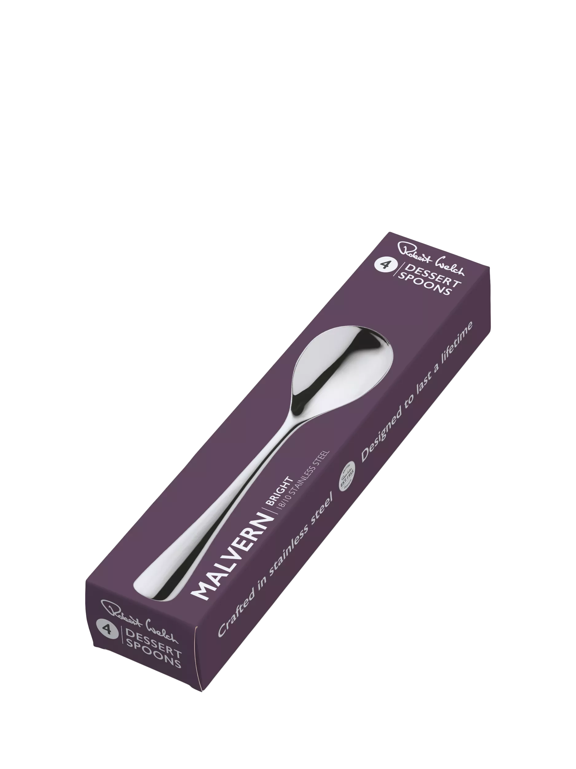 Robert Welch Malvern Bright dessert spoons set of 4, UK version