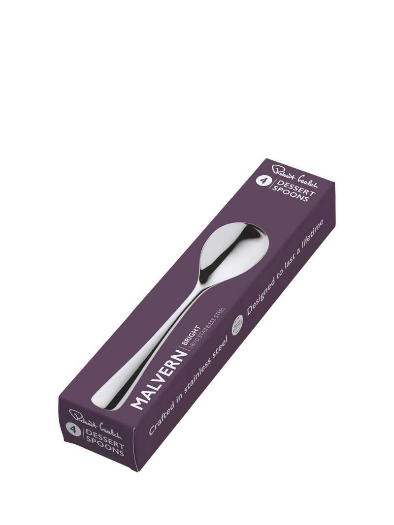 Robert Welch Malvern Bright dessert spoons set of 4, UK version