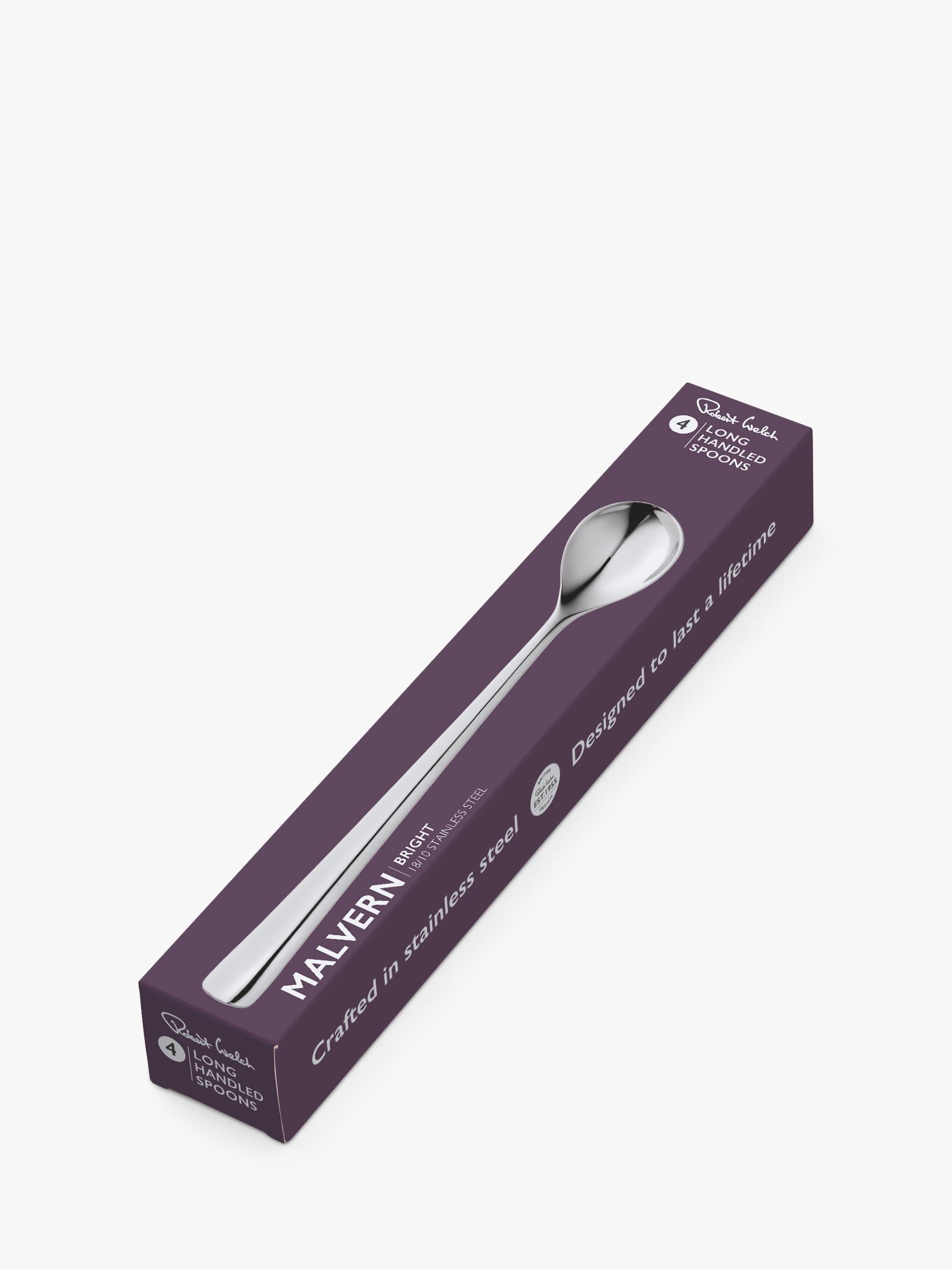 Robert Welch Malvern Bright stainless steel long handled spoons set of 4, imported from the UK