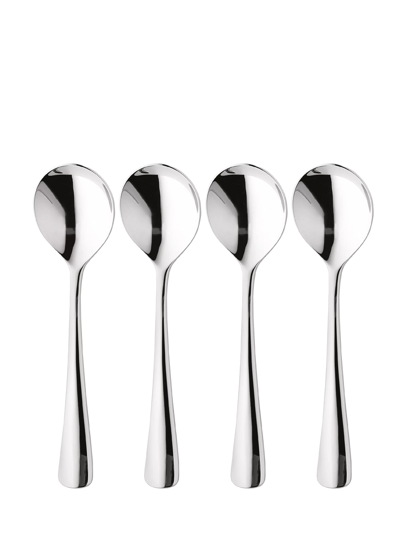 Robert Welch Malvern Bright soup spoons set of 4, imported from the UK