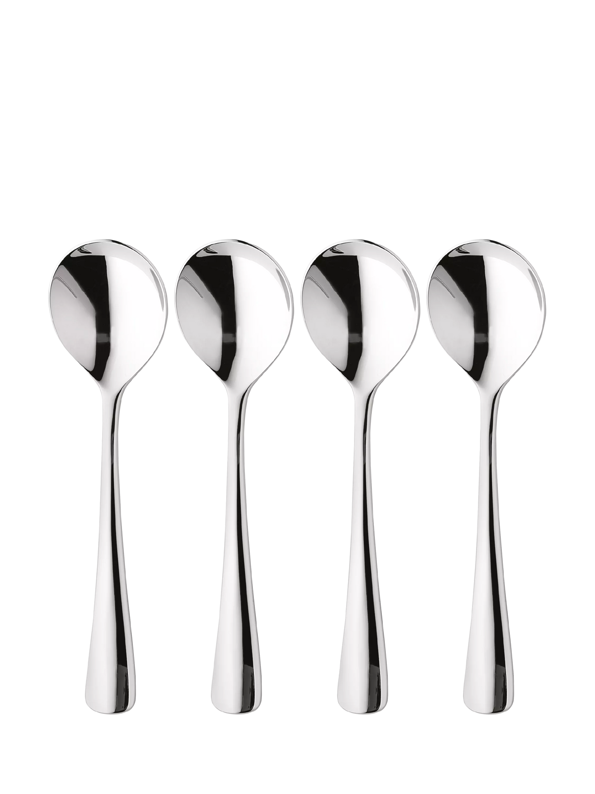 Robert Welch Malvern Bright soup spoons set of 4, imported from the UK