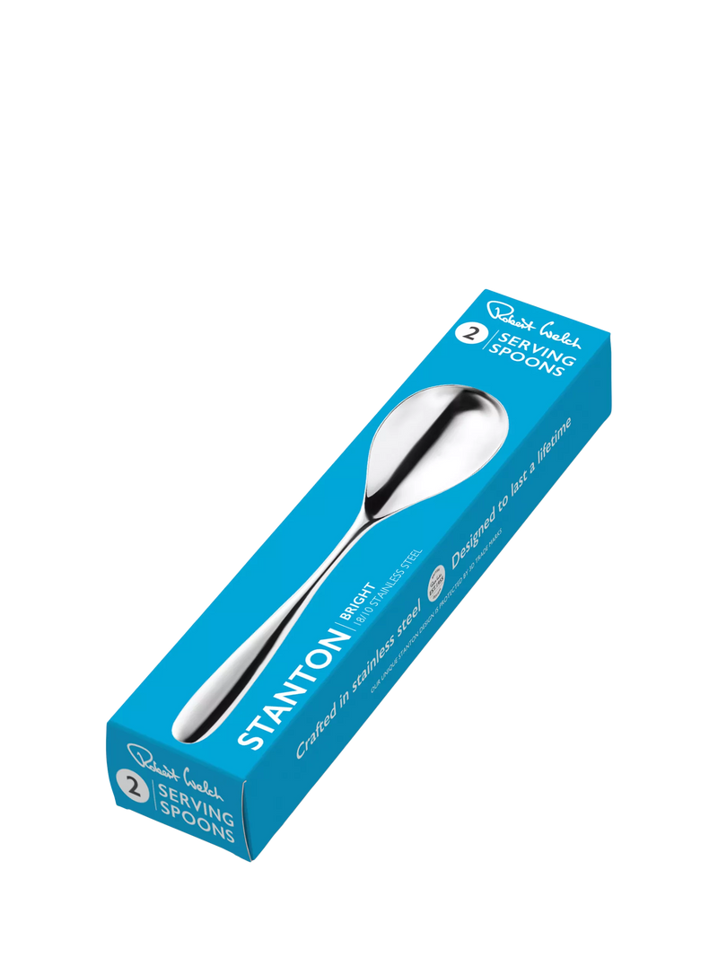 Robert Welch Stanton Bright serving spoons set of two, imported from the UK