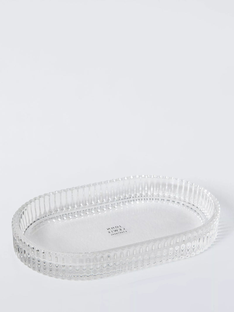 John Lewis fluted glass bathroom tray in clear, UK version