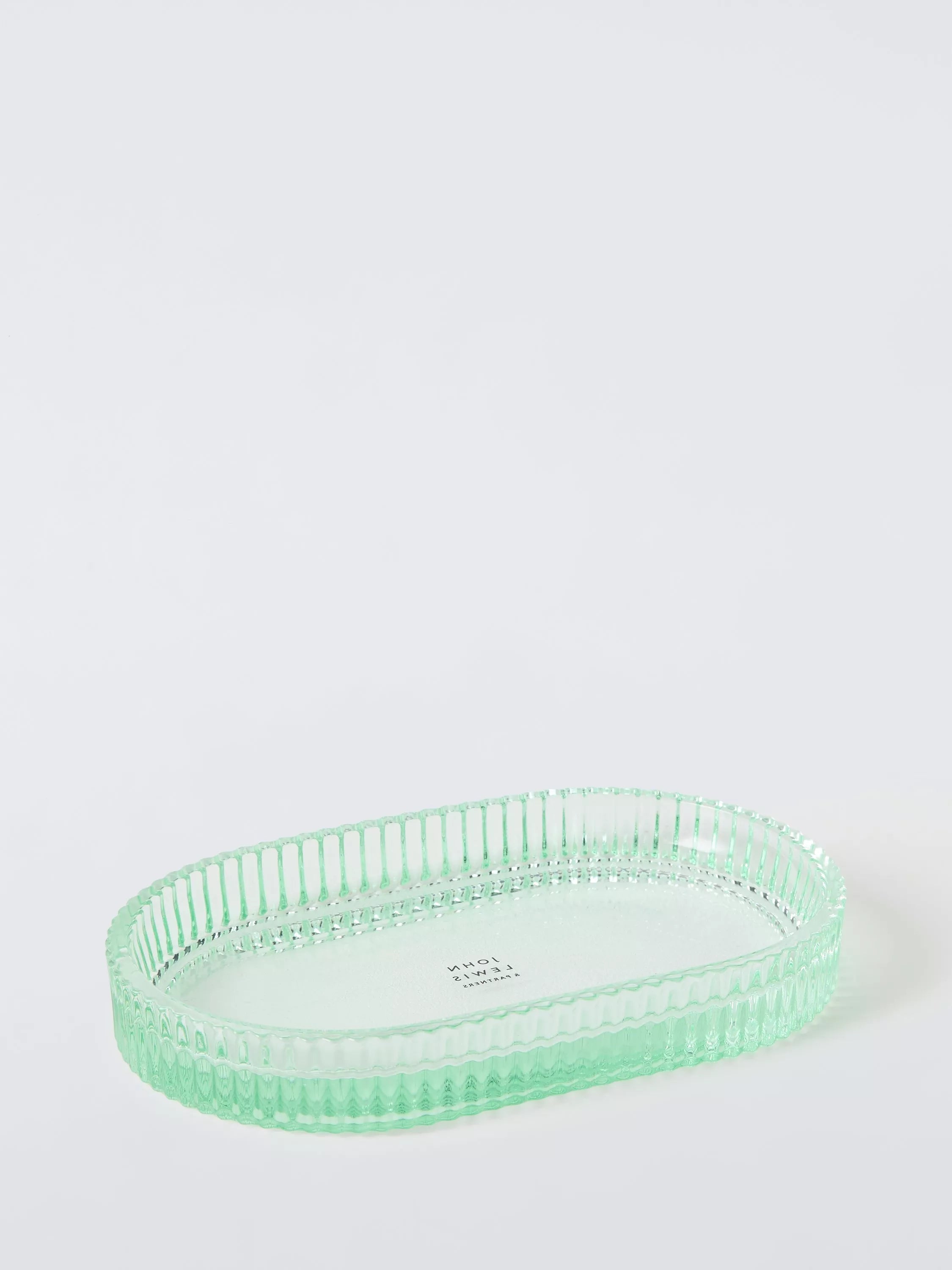 John Lewis fluted glass bathroom tray willow - British product