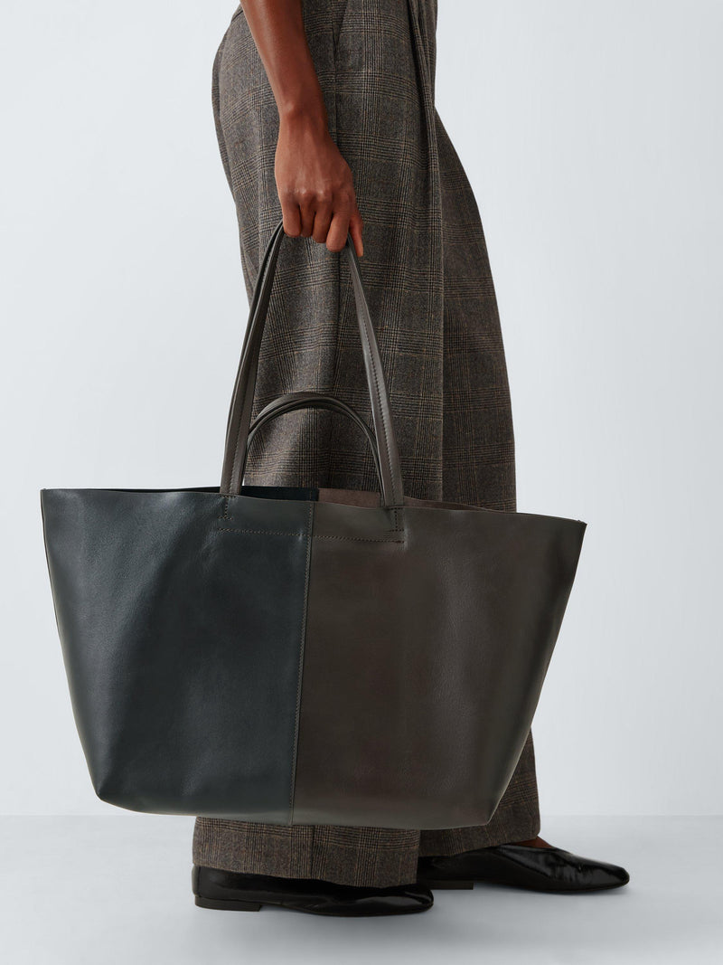 John Lewis leather tote bag chocolate black - British product