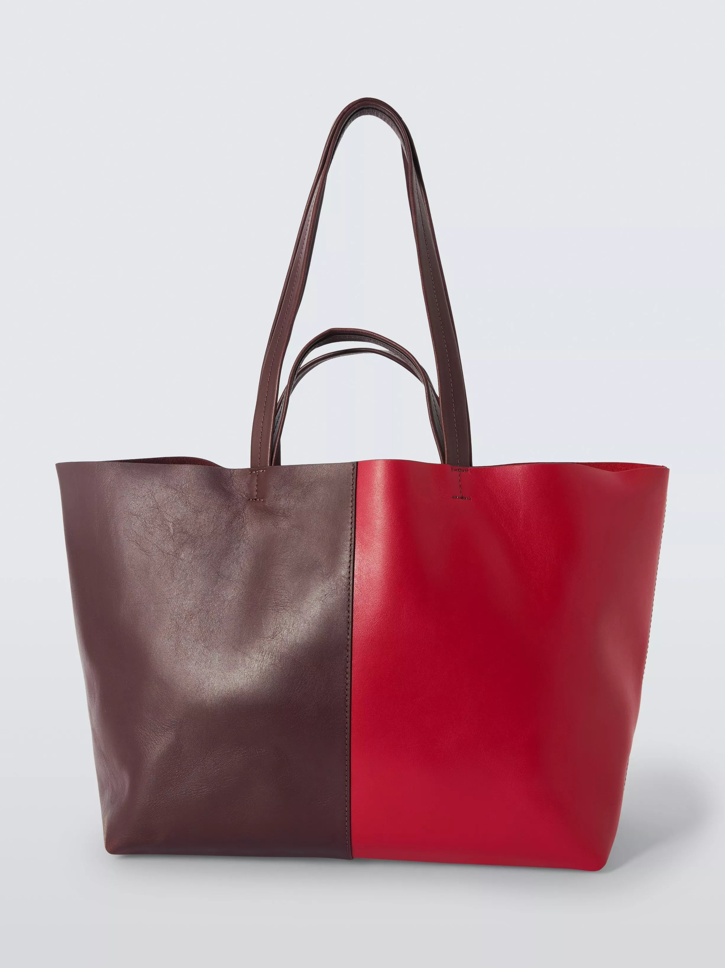 John Lewis tote bag red burgundy leather, UK version
