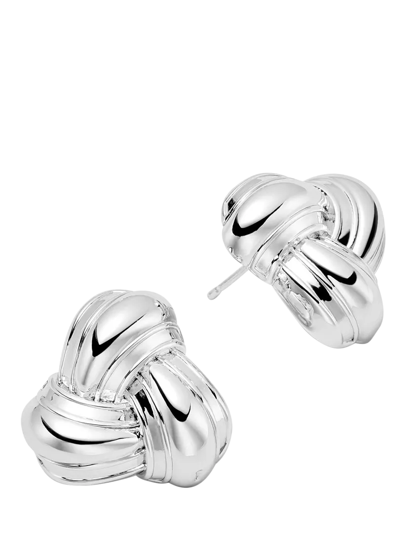 Daisy London mini knot stud earrings in silver (British brand)