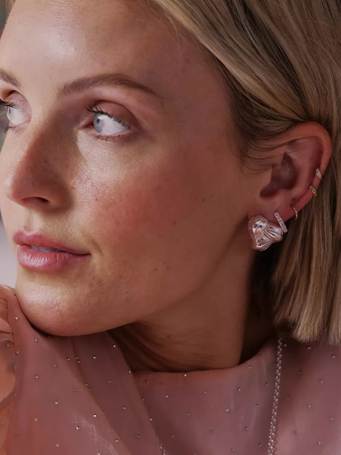 Daisy London mini knot stud earrings in silver (British brand)
