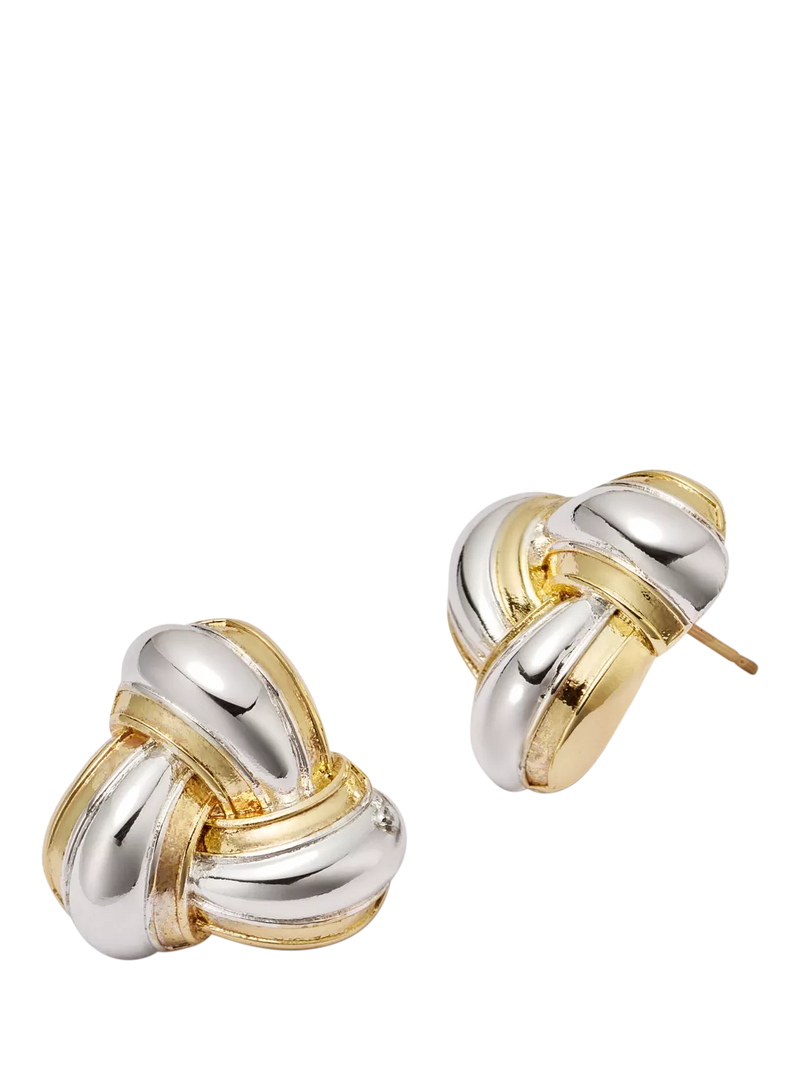Daisy London mini knot stud earrings mixed metal (British brand)