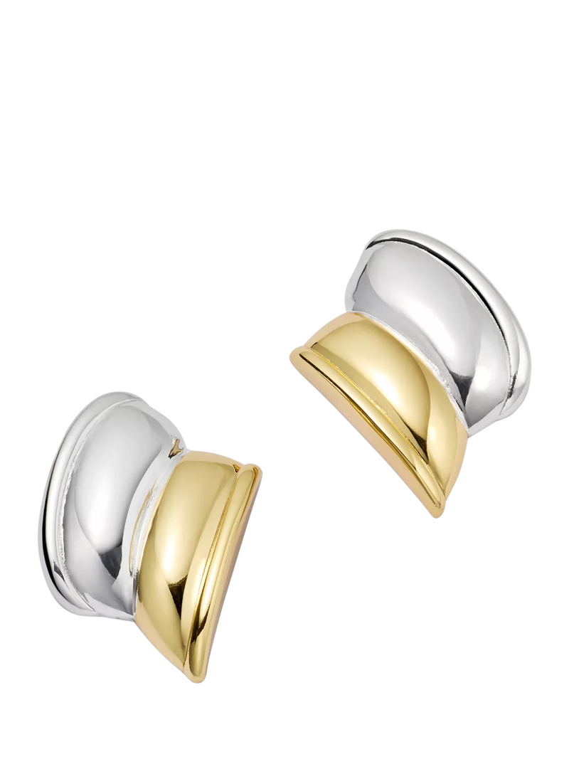Daisy London large cuff stud earrings, mixed metal - British product