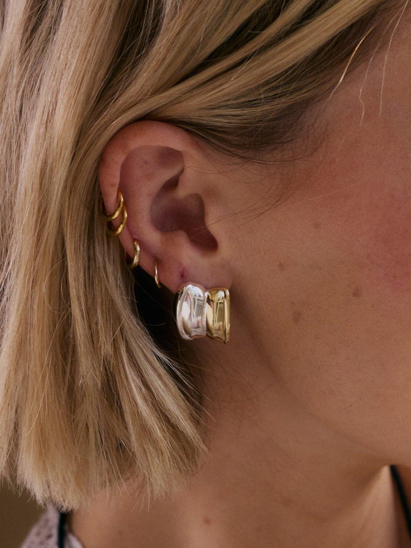 Daisy London large cuff stud earrings, mixed metal - British product