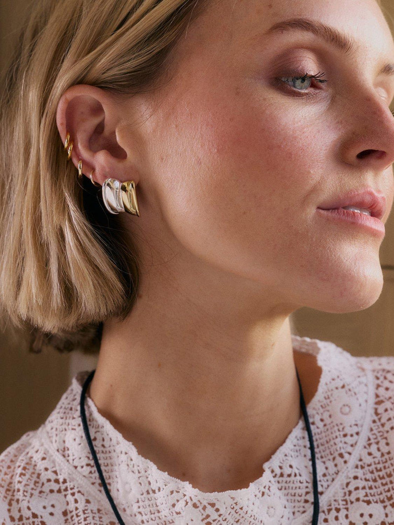 Daisy London large cuff stud earrings, mixed metal - British product
