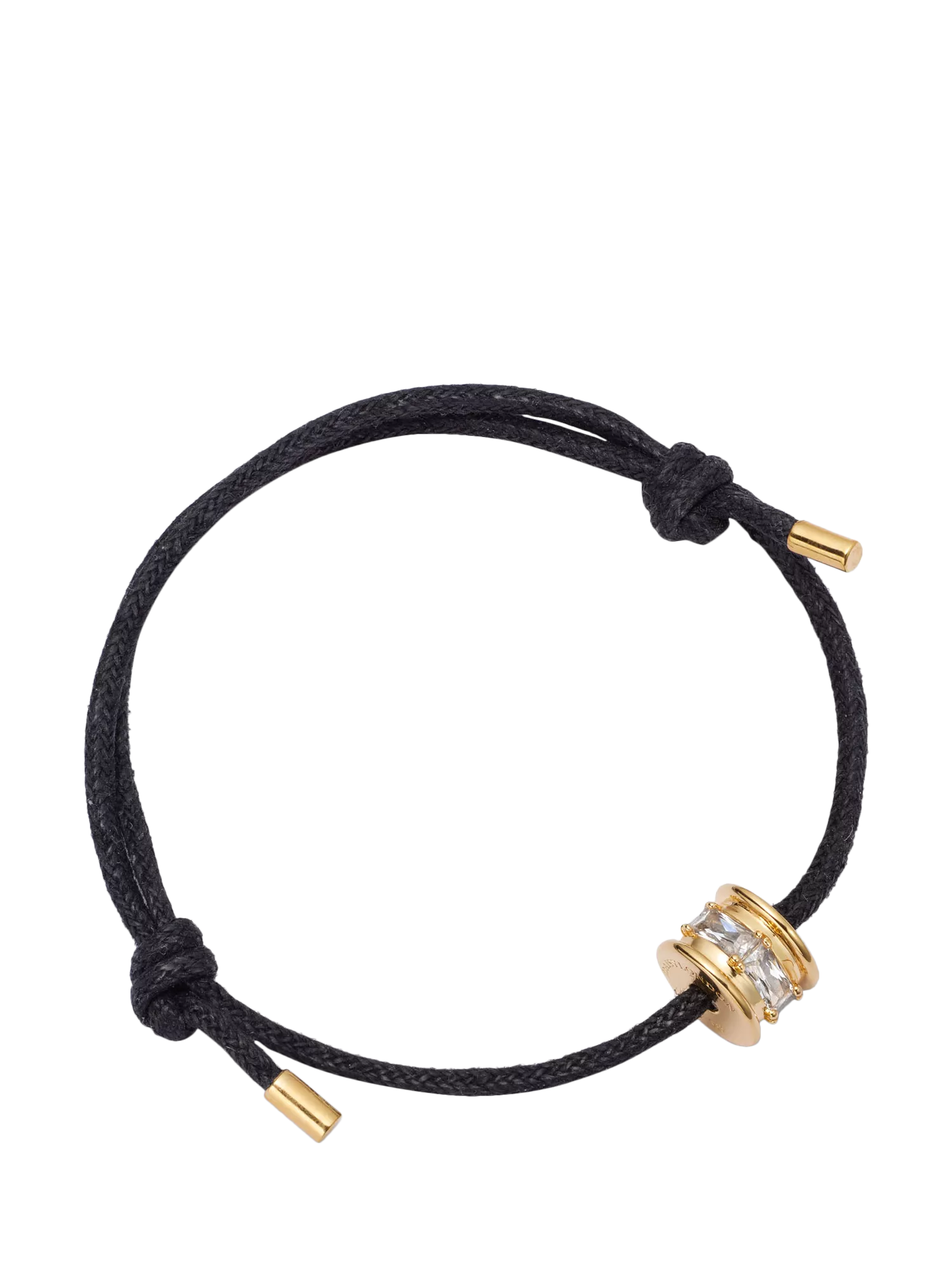 Daisy London crystal bead bracelet black cord gold, UK version