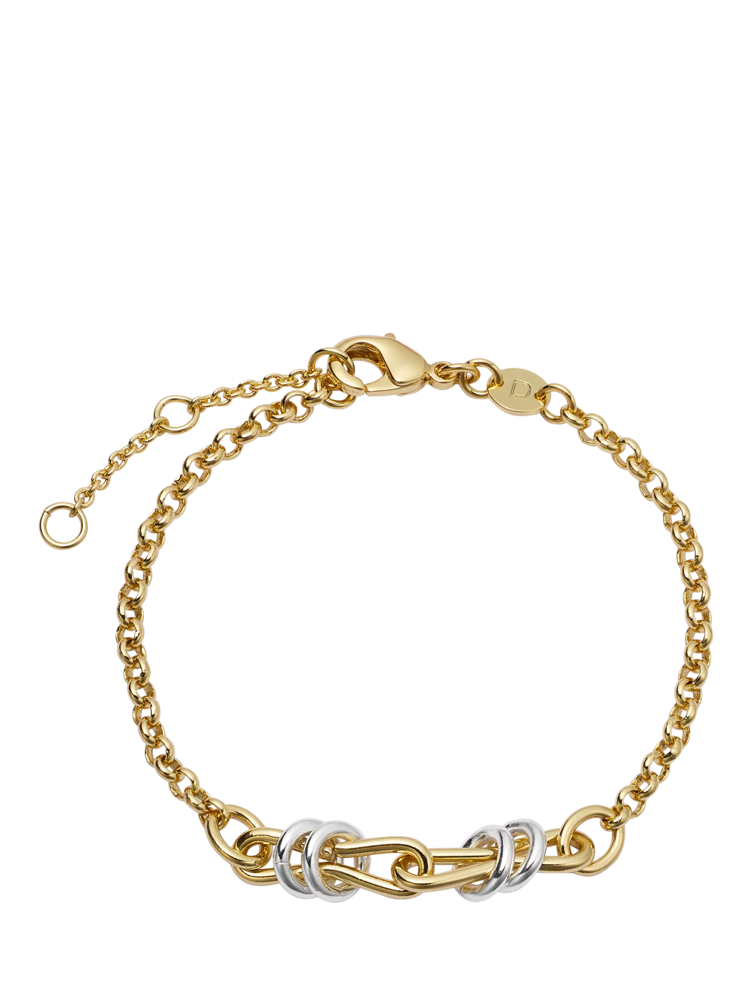 Daisy London gold mixed metal knot bracelet adjustable (British brand)