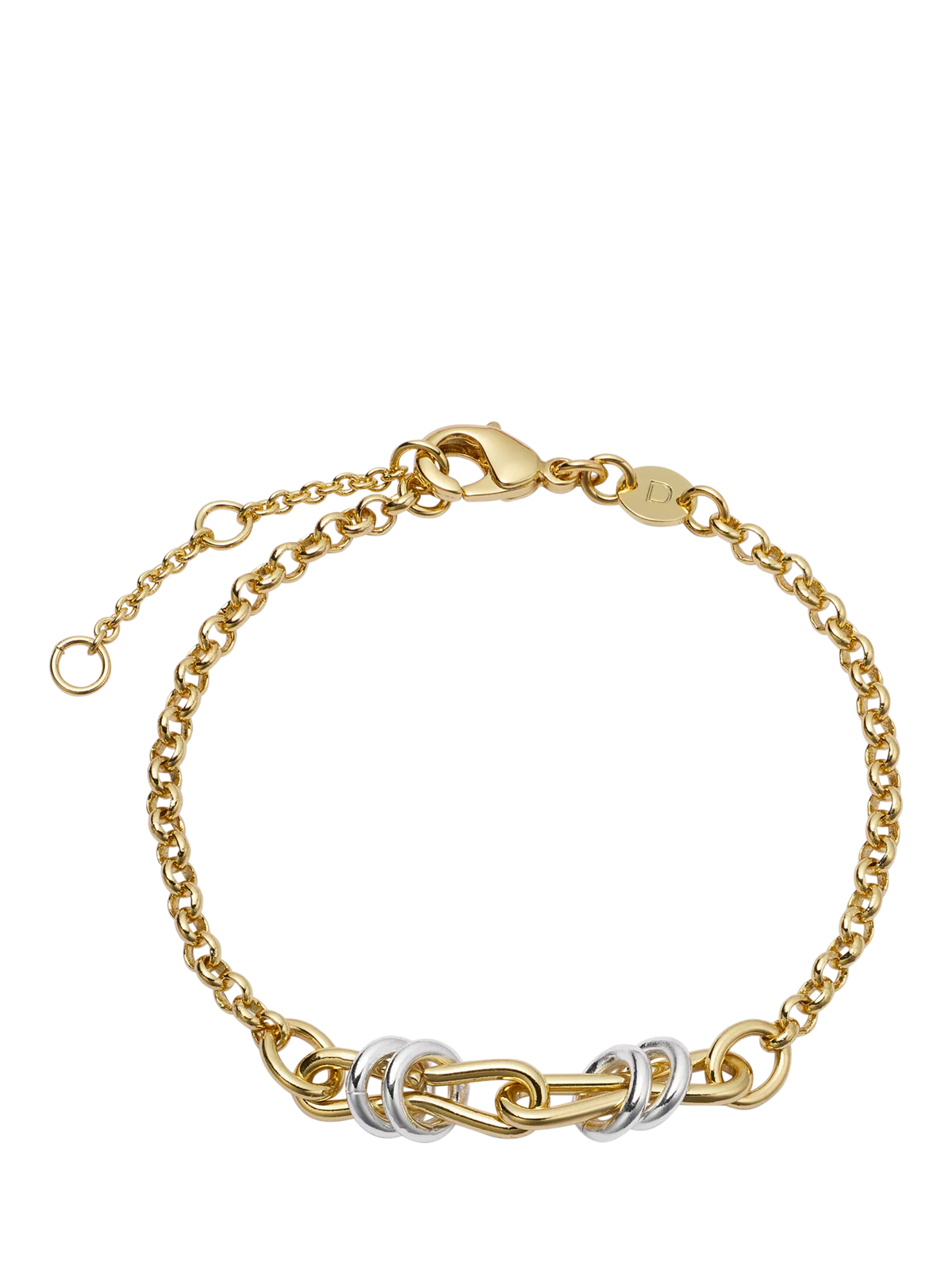 Daisy London gold mixed metal knot bracelet adjustable (British brand)