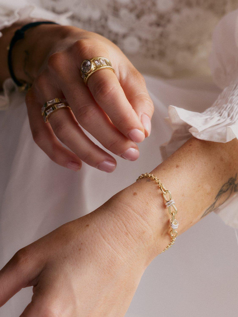 Daisy London gold mixed metal knot bracelet adjustable (British brand)