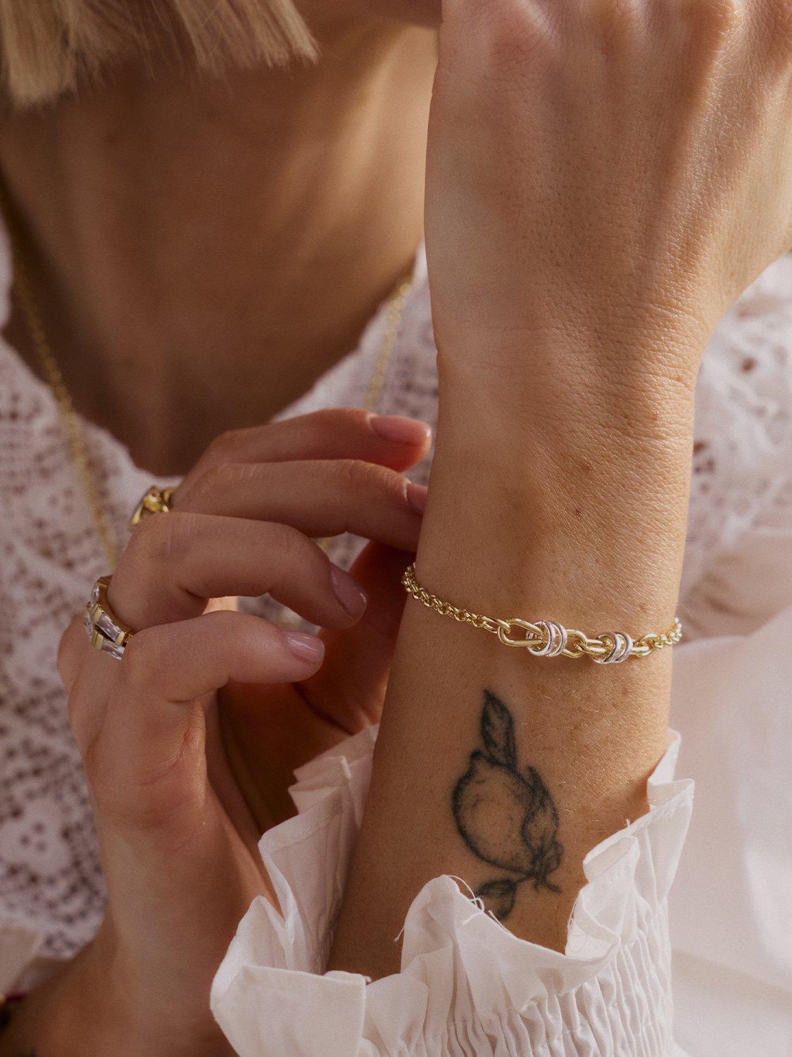 Daisy London gold mixed metal knot bracelet adjustable (British brand)