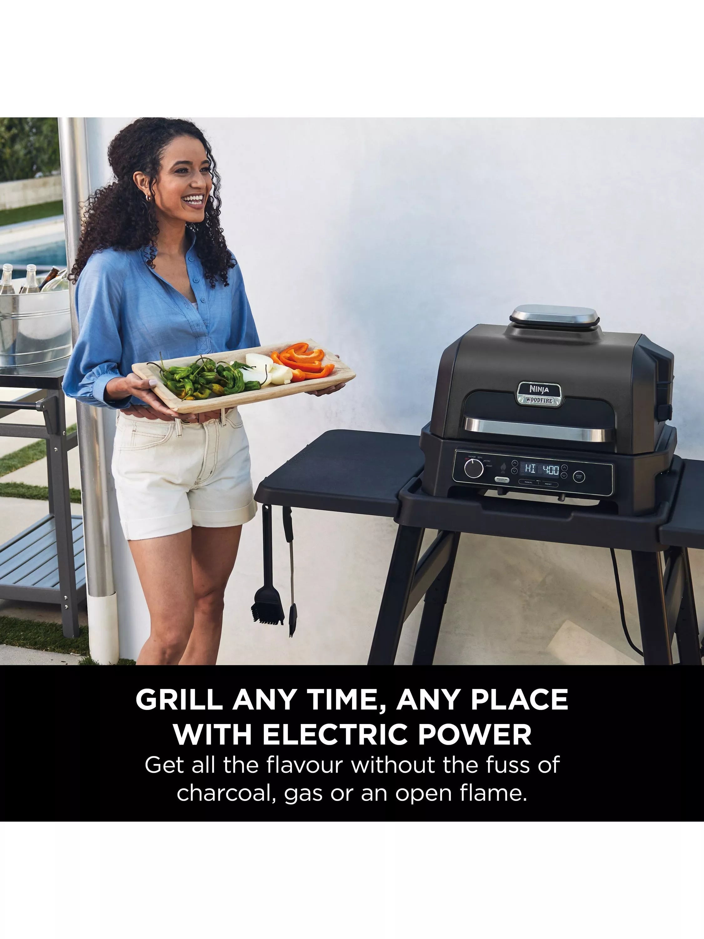 Ninja Woodfire Pro XL electric BBQ grill and smoker, imported from the UK