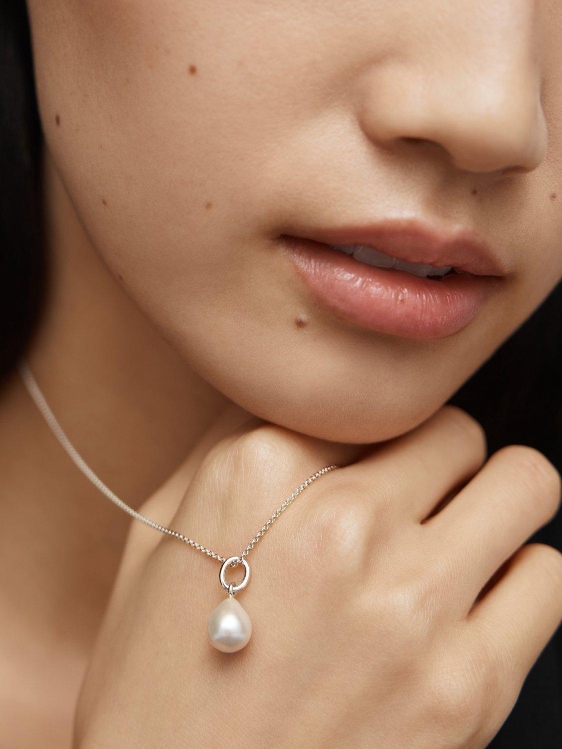 Monica Vinader Baroque small pearl charm in sterling silver (British brand)