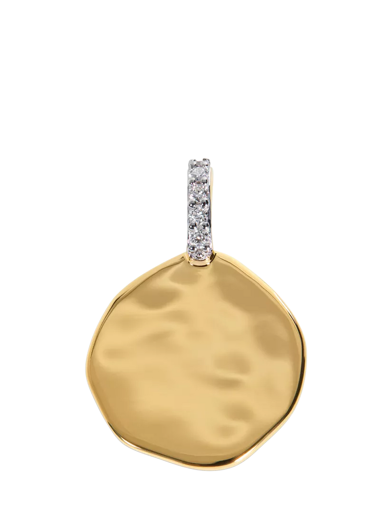Monica Vinader lab-grown diamond coin pendant in gold, imported from the UK