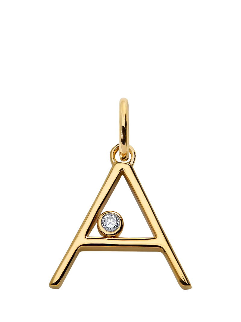 Monica Vinader Solitaire Lab Grown Diamond Initial Pendant, Gold/A