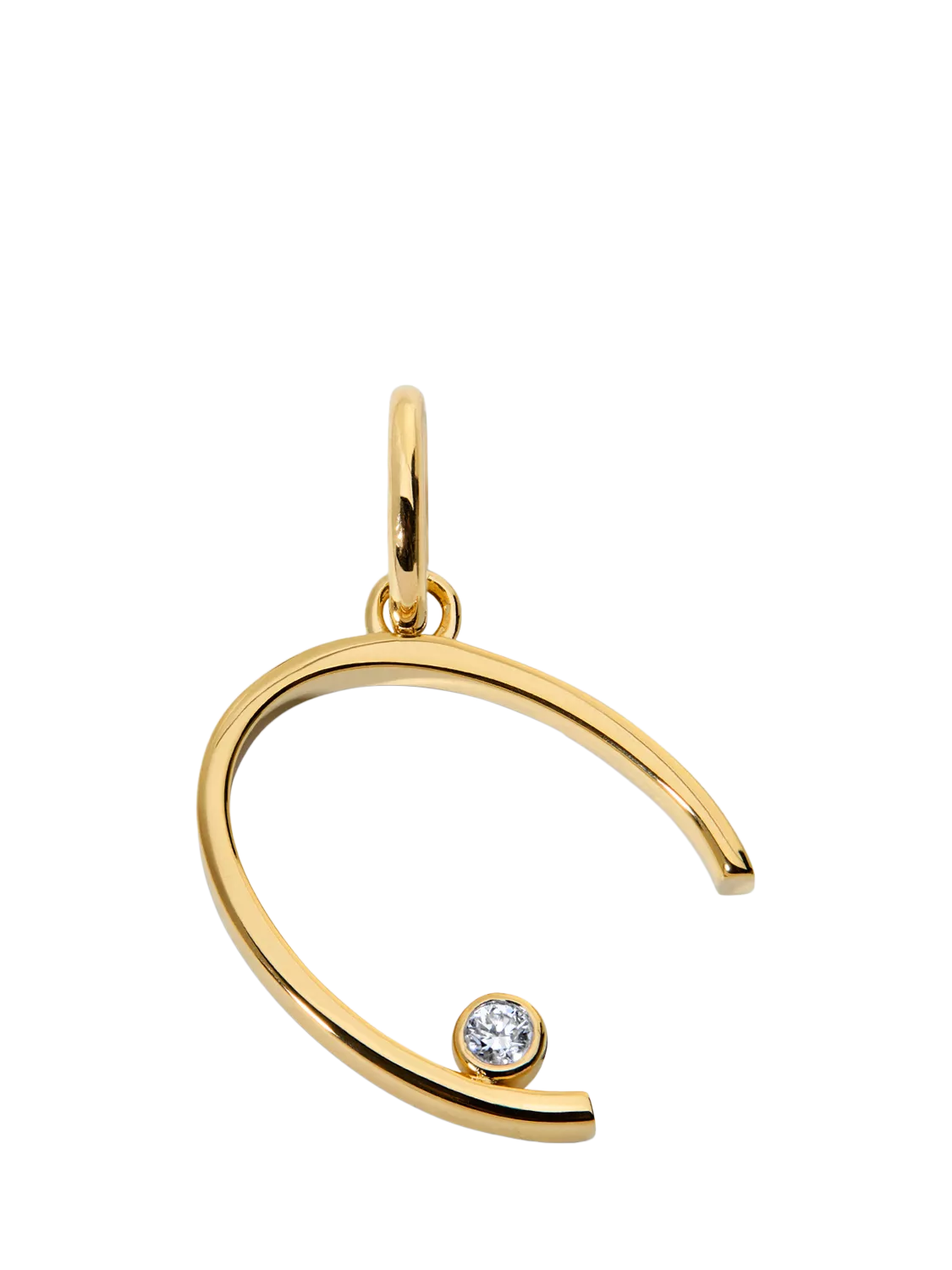 Monica Vinader Solitaire Lab Grown Diamond Initial Pendant, Gold/C