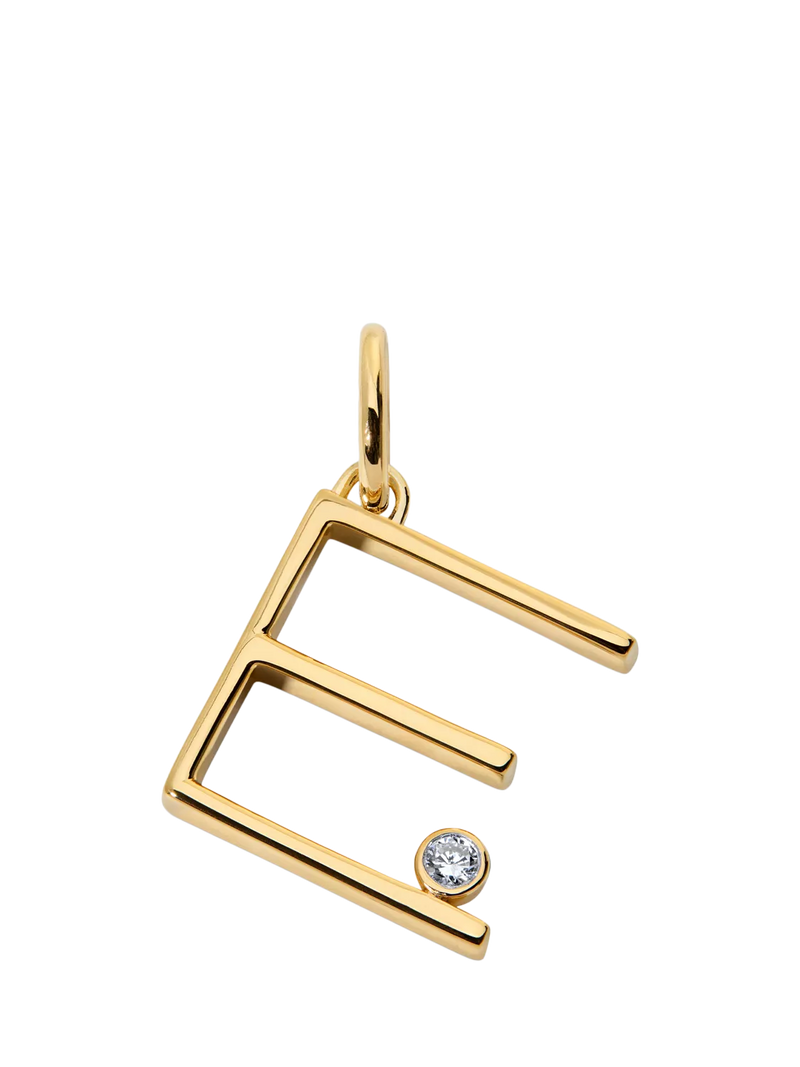 Monica Vinader Solitaire Lab Grown Diamond Initial Pendant, Gold/E