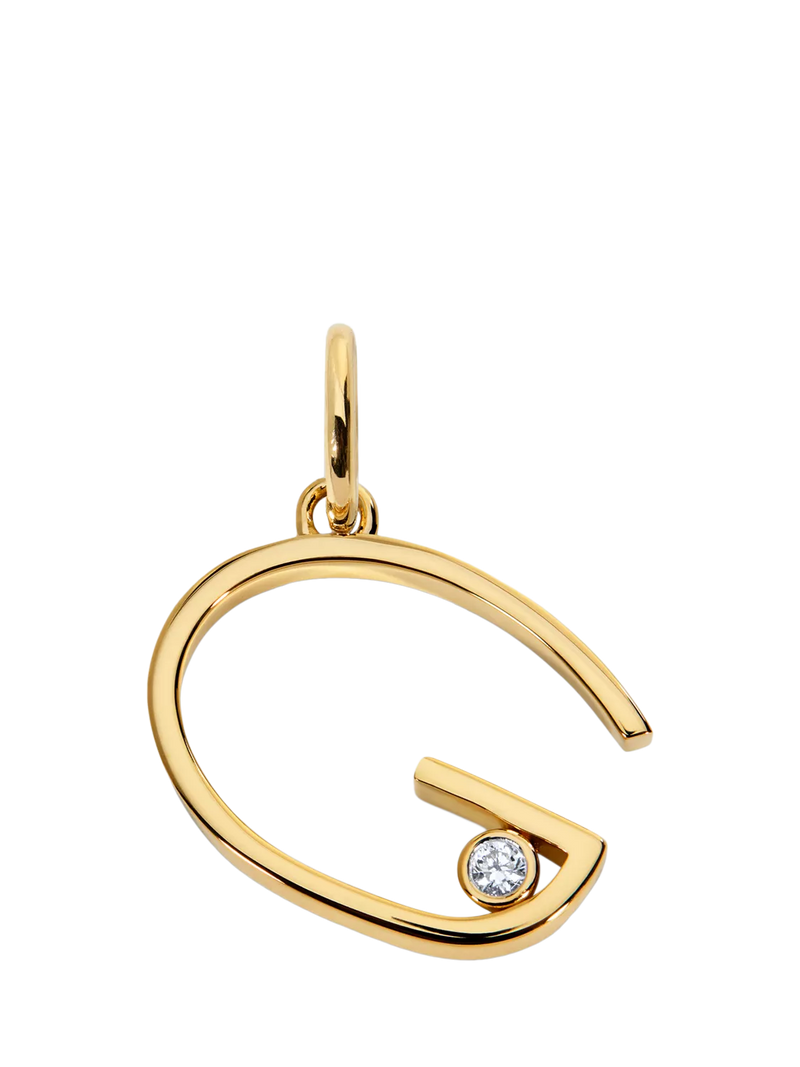 Monica Vinader Solitaire Lab Grown Diamond Initial Pendant, Gold/G