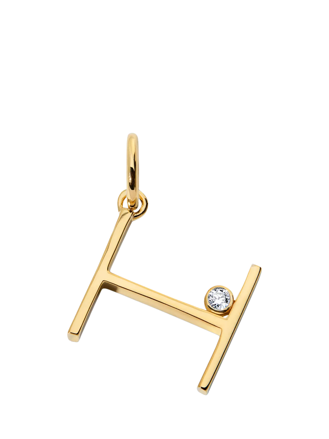 Monica Vinader Solitaire Lab Grown Diamond Initial Pendant, Gold/H