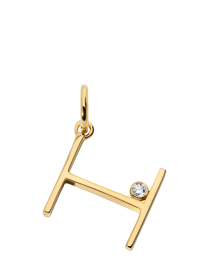 Monica Vinader Solitaire Lab Grown Diamond Initial Pendant, Gold/H