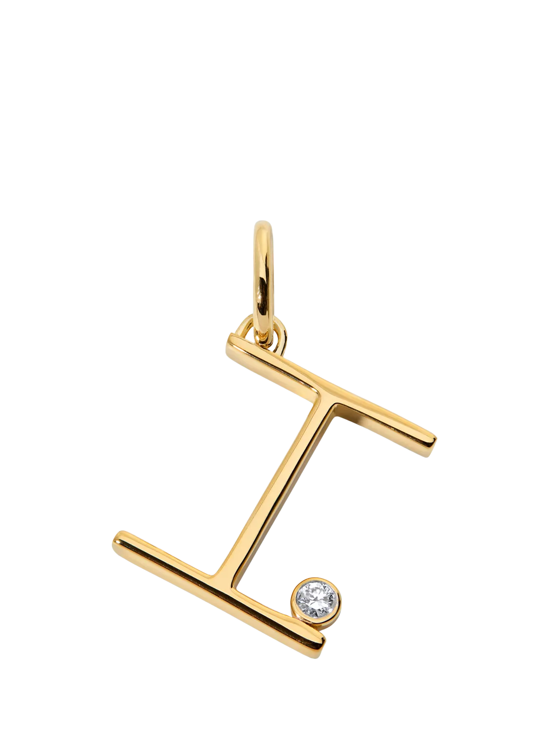 Monica Vinader Solitaire Lab Grown Diamond Initial Pendant, Gold/I